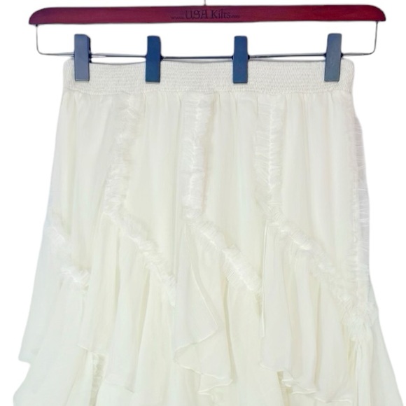 Anthropologie Kavita Bhartia Ruffle Ivory Maxi Skirt Large - Picture 7 of 11